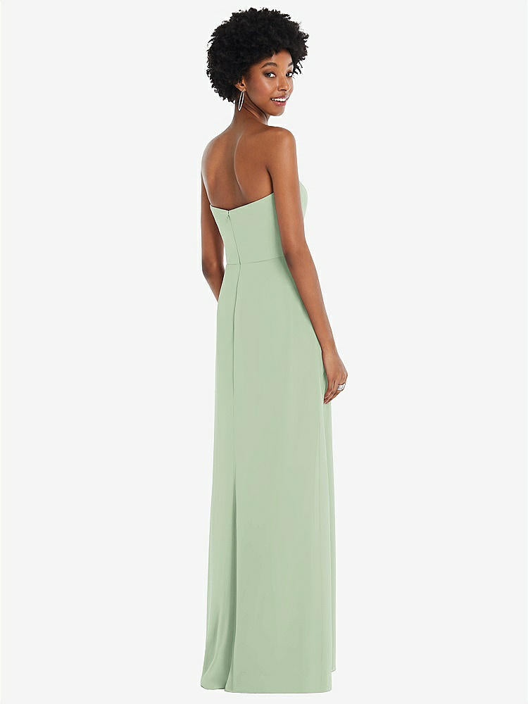 【STYLE: 1563】Strapless Sweetheart Maxi Dress with Pleated Front Slit 【COLOR: Celadon】