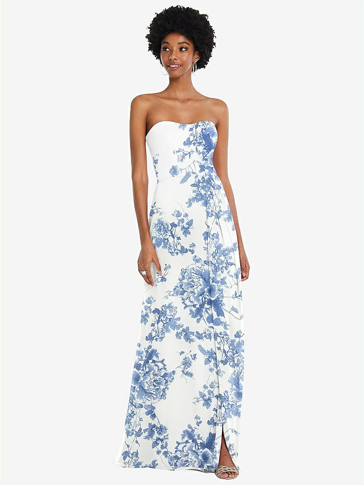 【NEW】【STYLE: 1563】ストラップレス 恋人 マキシ ドレス 柔らかい フロント スリット 【COLOR: Cottage Rose Dusk Blue】【SIZE: 00-30W】