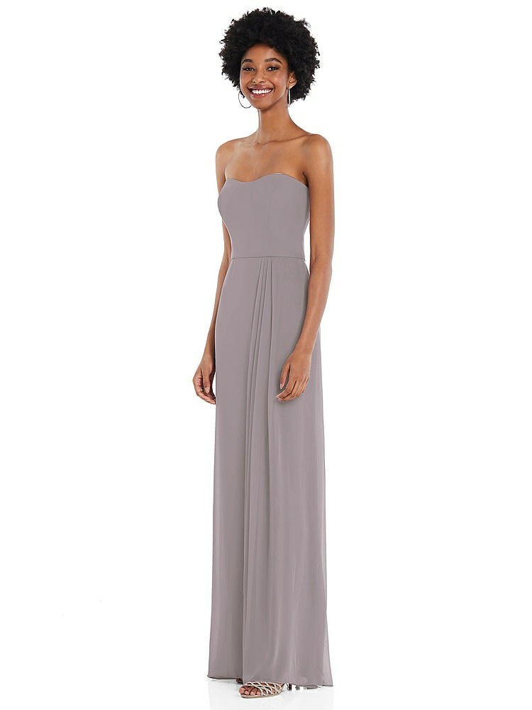 【NEW】【STYLE: 1563】ストラップレス 恋人 マキシ ドレス 柔らかい フロント スリット 【COLOR: Cashmere Gray】【SIZE: 00-30W】