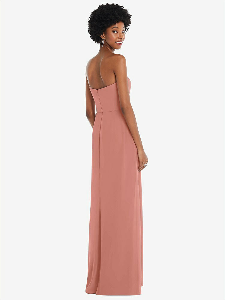 【STYLE: 1563】Strapless Sweetheart Maxi Dress with Pleated Front Slit 【COLOR: Desert Rose】