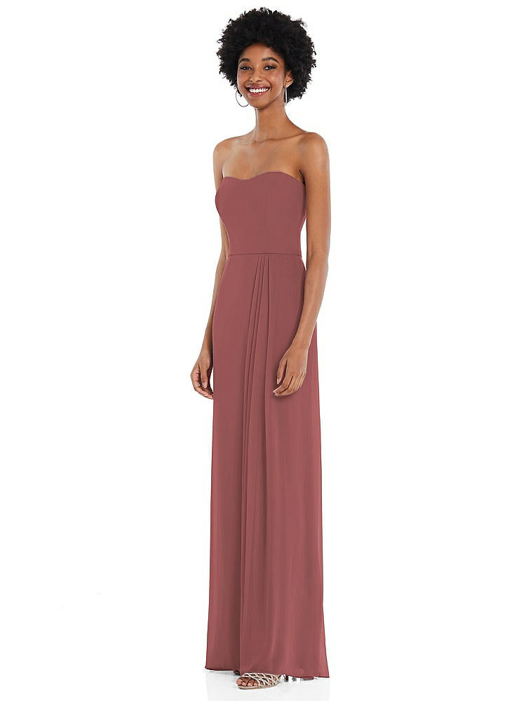 【NEW】【STYLE: 1563】ストラップレス 恋人 マキシ ドレス 柔らかい フロント スリット 【COLOR: English Rose】【SIZE: 00-30W】