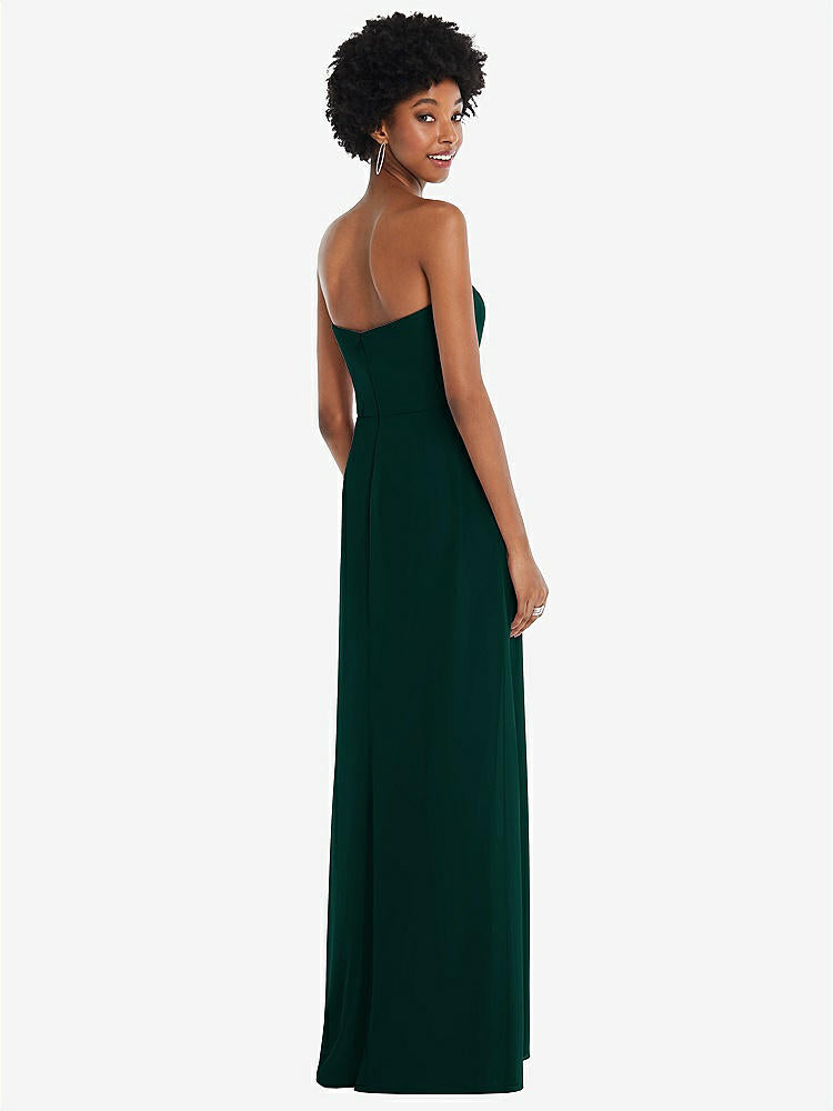 【STYLE: 1563】Strapless Sweetheart Maxi Dress with Pleated Front Slit 【COLOR: Evergreen】
