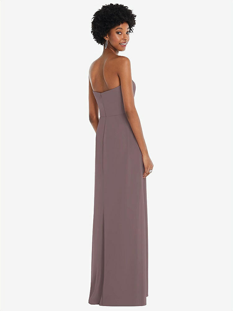 【STYLE: 1563】Strapless Sweetheart Maxi Dress with Pleated Front Slit 【COLOR: French Truffle】