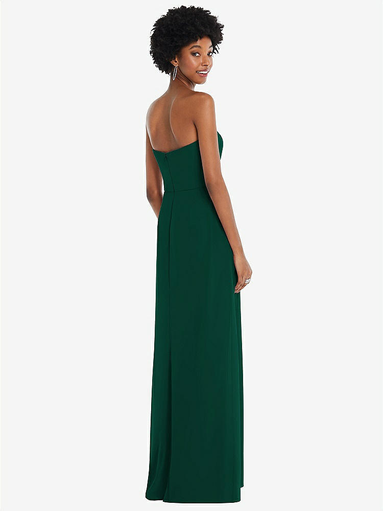 【STYLE: 1563】Strapless Sweetheart Maxi Dress with Pleated Front Slit 【COLOR: Hunter Green】