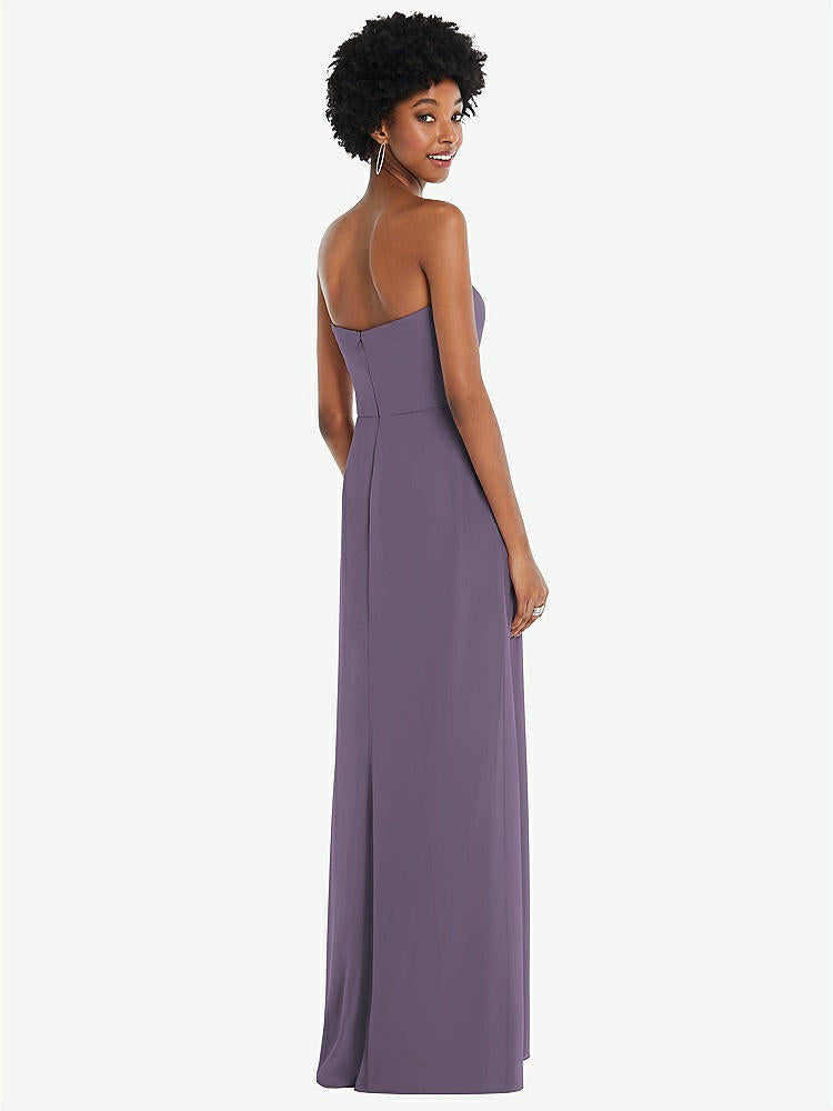 【NEW】【STYLE: 1563】ストラップレス 恋人 マキシ ドレス 柔らかい フロント スリット 【COLOR: Lavender】【SIZE: 00-30W】