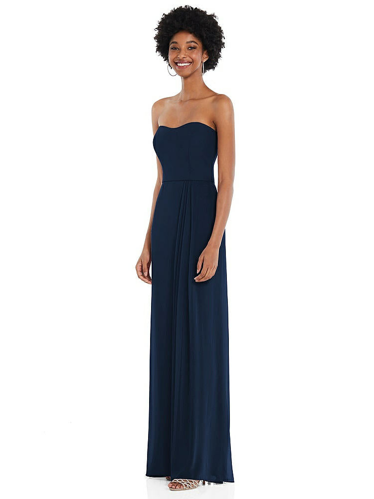 【NEW】【STYLE: 1563】ストラップレス 恋人 マキシ ドレス 柔らかい フロント スリット 【COLOR: Midnight Navy】【SIZE: 00-30W】