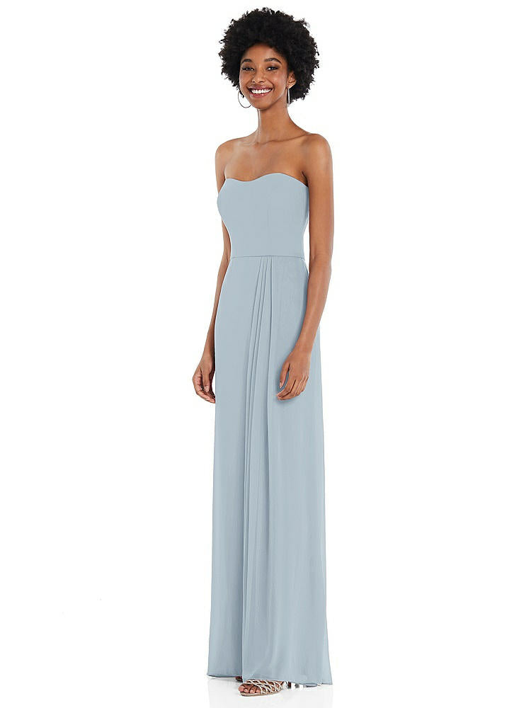 【STYLE: 1563】Strapless Sweetheart Maxi Dress with Pleated Front Slit 【COLOR: Mist】