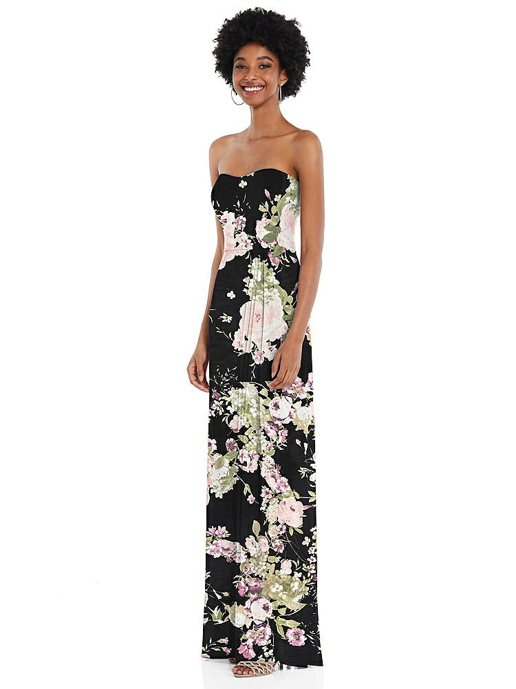 【NEW】【STYLE: 1563】ストラップレス 恋人 マキシ ドレス 柔らかい フロント スリット 【COLOR: Noir Garden】【SIZE: 00-30W】