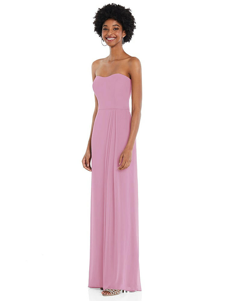 【NEW】【STYLE: 1563】ストラップレス 恋人 マキシ ドレス 柔らかい フロント スリット 【COLOR: Powder Pink】【SIZE: 00-30W】