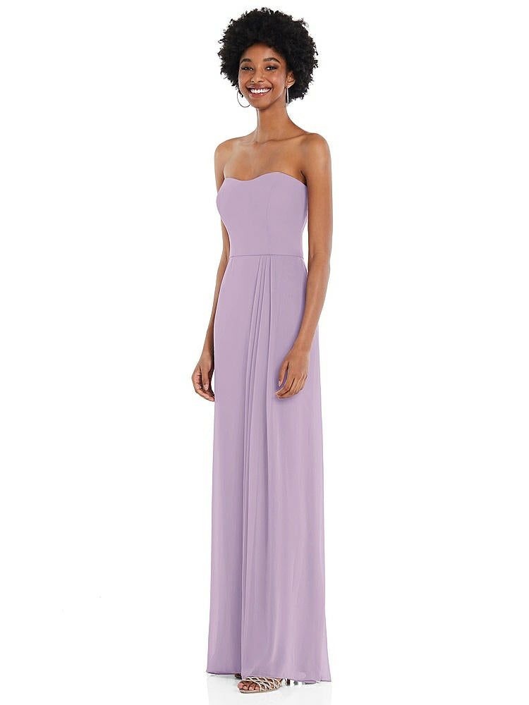 【NEW】【STYLE: 1563】ストラップレス 恋人 マキシ ドレス 柔らかい フロント スリット 【COLOR: Pale Purple】【SIZE: 00-30W】