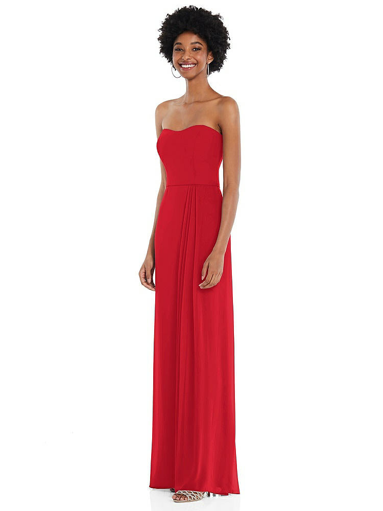 【NEW】【STYLE: 1563】ストラップレス 恋人 マキシ ドレス 柔らかい フロント スリット 【COLOR: Parisian Red】【SIZE: 00-30W】