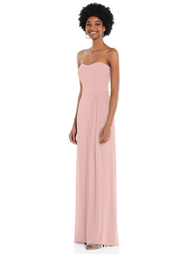 【STYLE: 1563】Strapless Sweetheart Maxi Dress with Pleated Front Slit 【COLOR: Rose - PANTONE Rose Quartz】