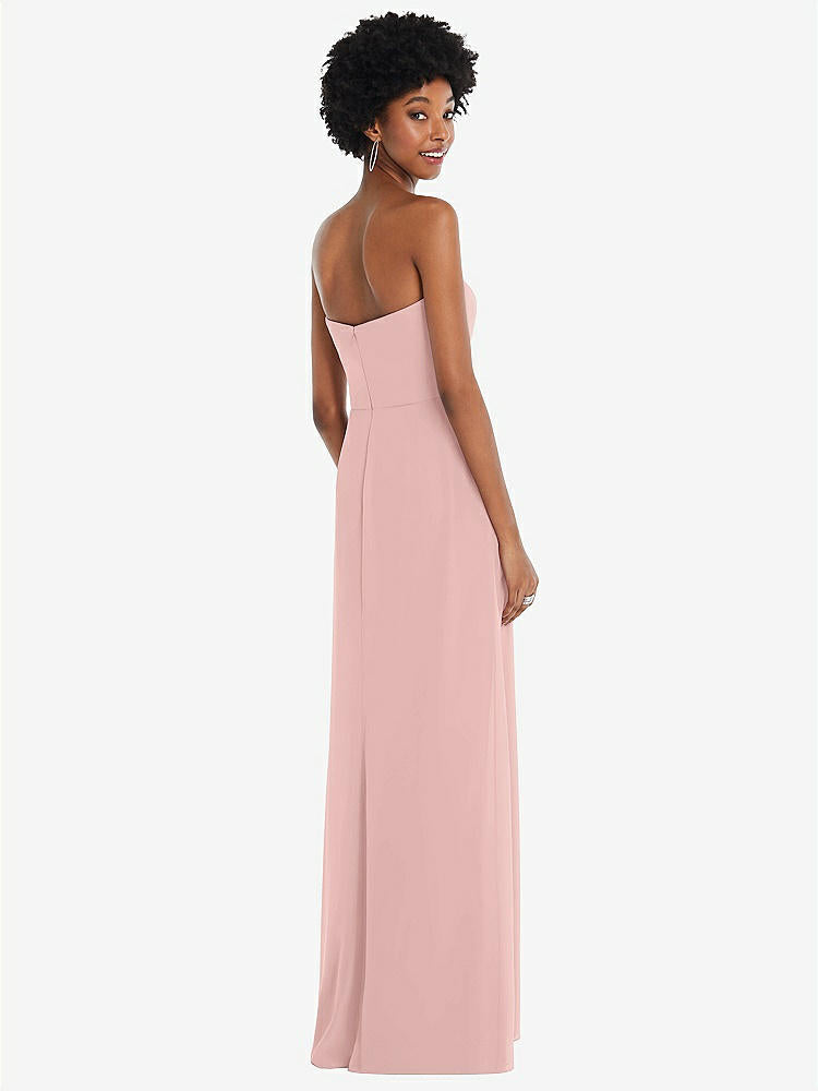 【STYLE: 1563】Strapless Sweetheart Maxi Dress with Pleated Front Slit 【COLOR: Rose - PANTONE Rose Quartz】