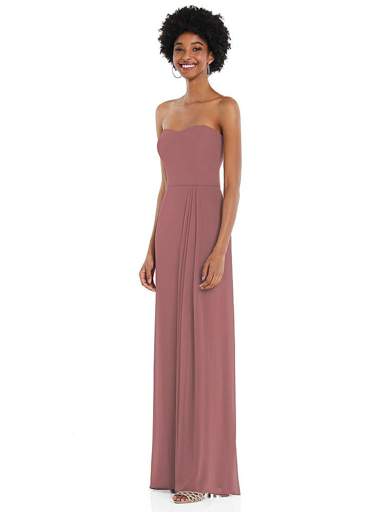 【NEW】【STYLE: 1563】ストラップレス 恋人 マキシ ドレス 柔らかい フロント スリット 【COLOR: Rosewood】【SIZE: 00-30W】