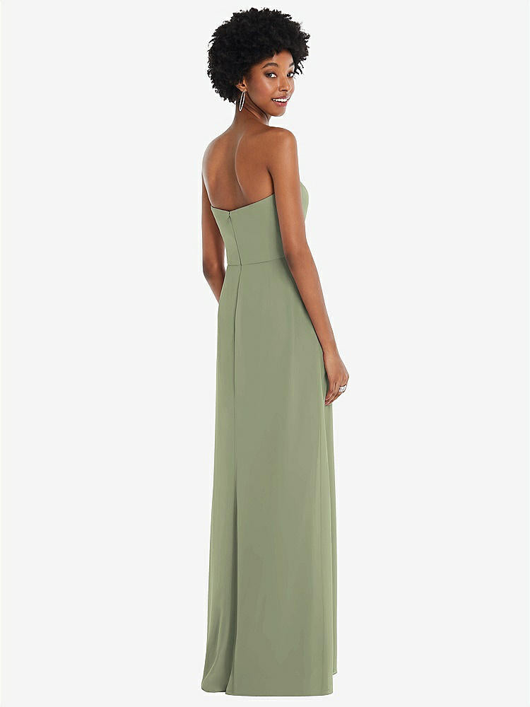 【STYLE: 1563】Strapless Sweetheart Maxi Dress with Pleated Front Slit 【COLOR: Sage】