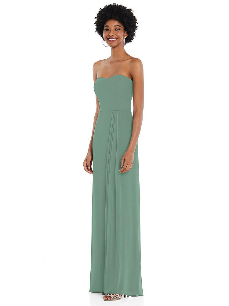 【STYLE: 1563】Strapless Sweetheart Maxi Dress with Pleated Front Slit 【COLOR: Seagrass】
