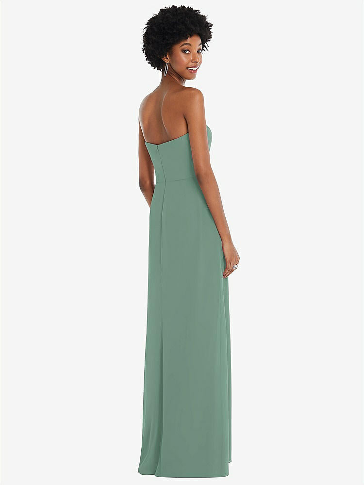 【STYLE: 1563】Strapless Sweetheart Maxi Dress with Pleated Front Slit 【COLOR: Seagrass】
