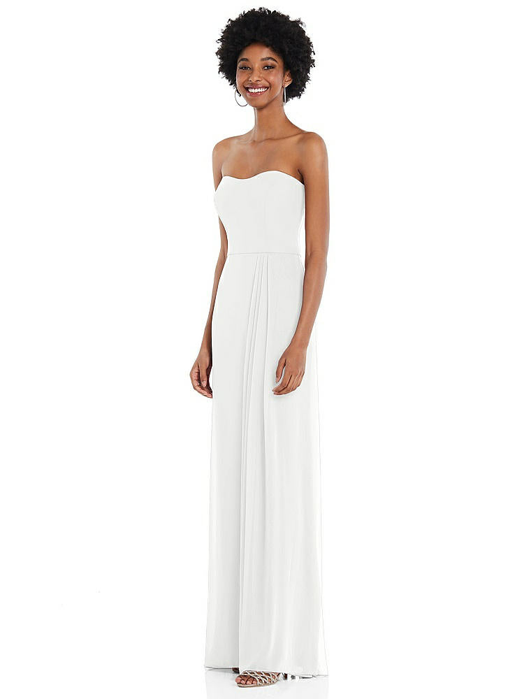 【STYLE: 1563】Strapless Sweetheart Maxi Dress with Pleated Front Slit 【COLOR: White】