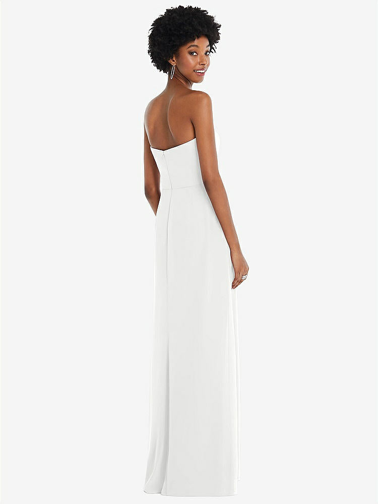 【STYLE: 1563】Strapless Sweetheart Maxi Dress with Pleated Front Slit 【COLOR: White】