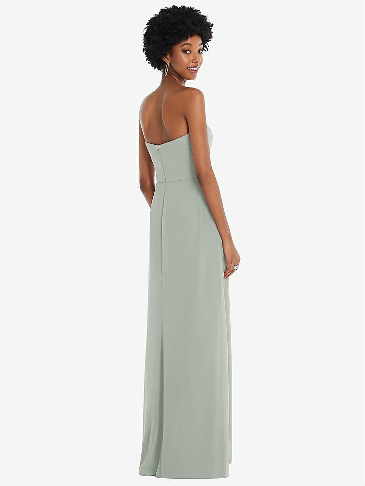 【STYLE: 1563】Strapless Sweetheart Maxi Dress with Pleated Front Slit 【COLOR: Willow Green】