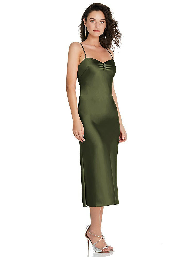 【NEW】【STYLE: 8220】オープンバック コンバーチブル ストラップ MIDI バイアス スリップ ドレス【COLOR: Olive Green】【SIZE: 00-30W】