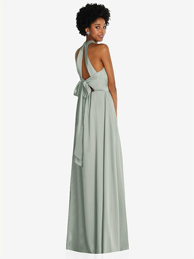 【NEW】【STYLE: TH090】スタンド 襟 カットアウト ネクタイ 背中 マキシ ドレス 前面 スリット【COLOR: Willow Green】【SIZE: 00-30W】