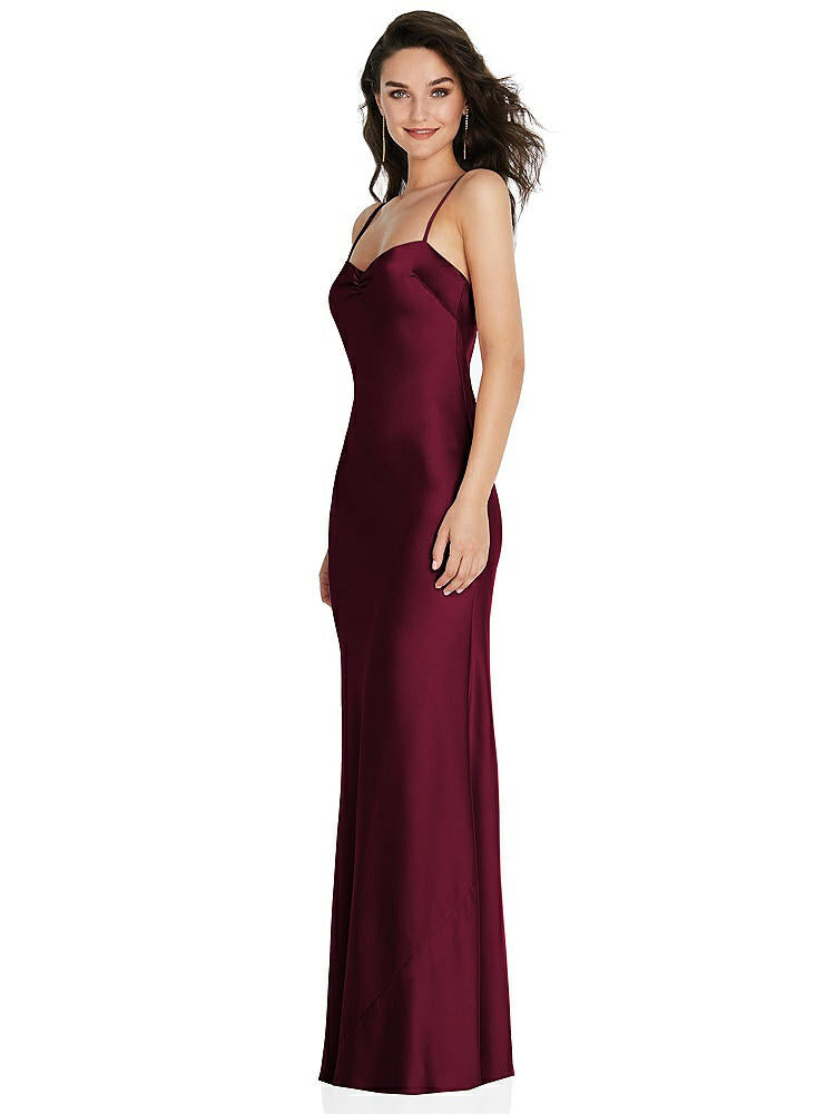 【NEW】【STYLE: 8221】オープンバック コンバーチブル ストラップ マキシ バイアス スリップ ドレス【COLOR: Cabernet】【SIZE: 00-30W】