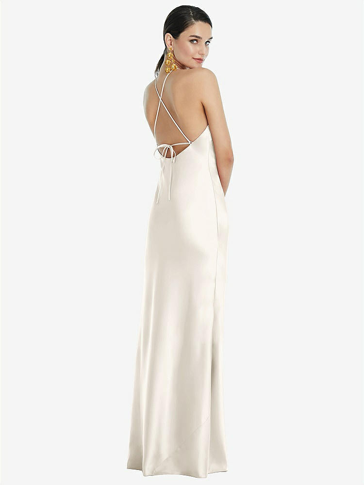 【STYLE: LB041】Diamond Halter Bias Maxi Slip Dress with Convertible Straps【COLOR: Ivory】