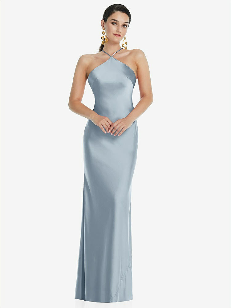 【STYLE: LB041】Diamond Halter Bias Maxi Slip Dress with Convertible Straps【COLOR: Mist】