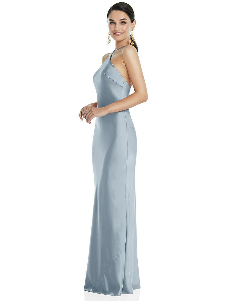 【STYLE: LB041】Diamond Halter Bias Maxi Slip Dress with Convertible Straps【COLOR: Mist】