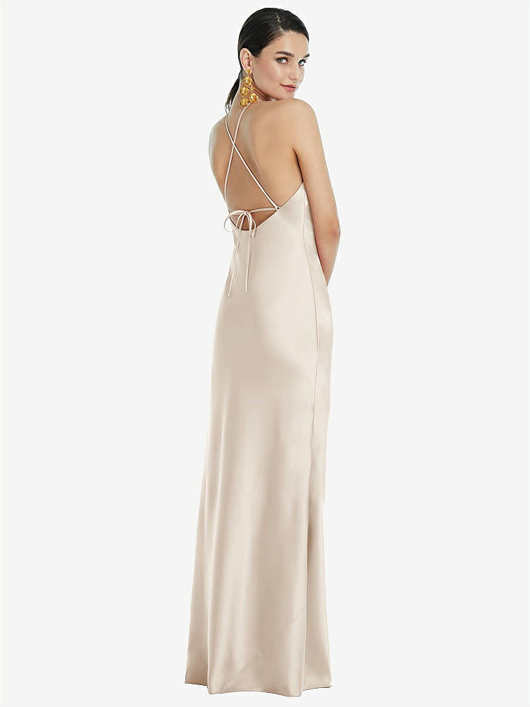 【STYLE: LB041】Diamond Halter Bias Maxi Slip Dress with Convertible Straps【COLOR: Oat】