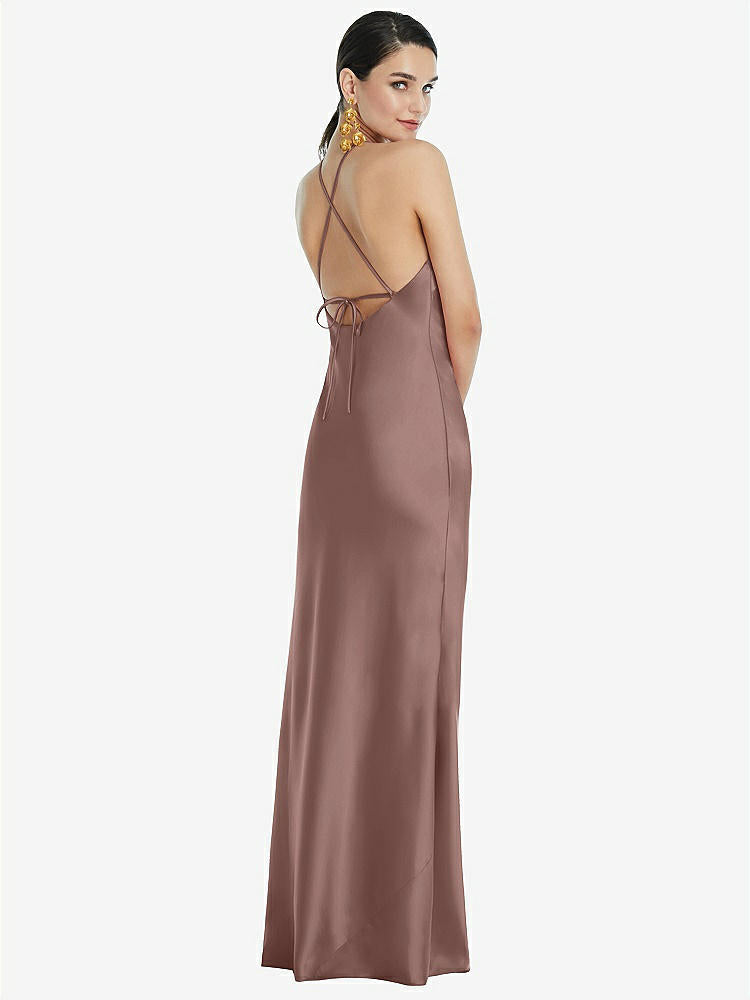 【STYLE: LB041】Diamond Halter Bias Maxi Slip Dress with Convertible Straps【COLOR: Sienna】
