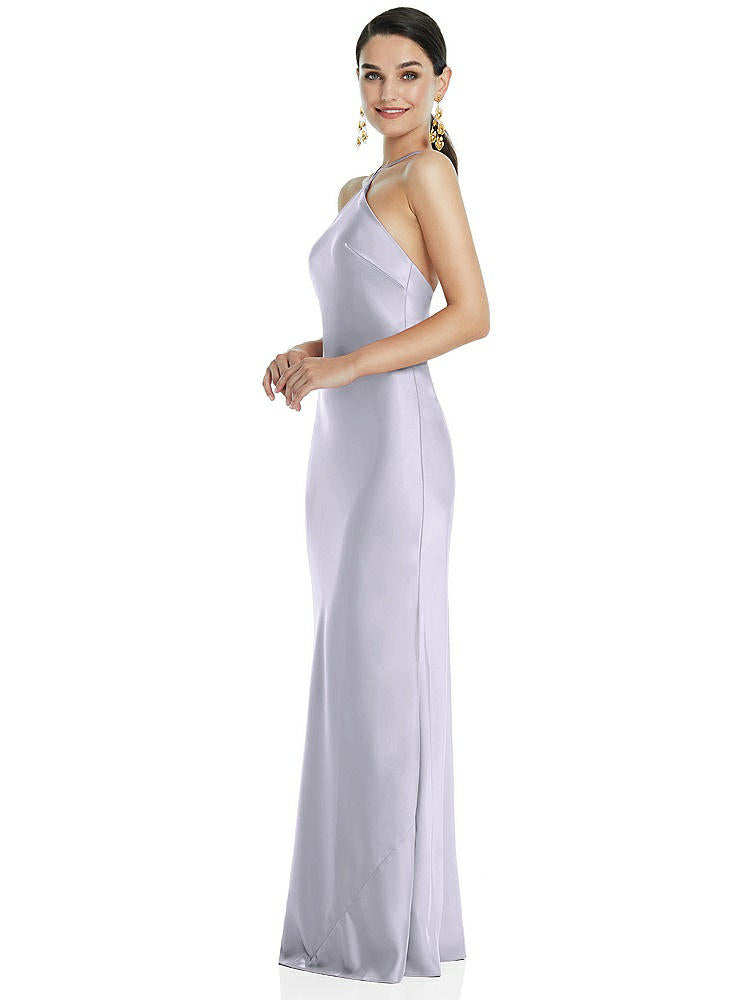 【STYLE: LB041】Diamond Halter Bias Maxi Slip Dress with Convertible Straps【COLOR: Silver Dove】