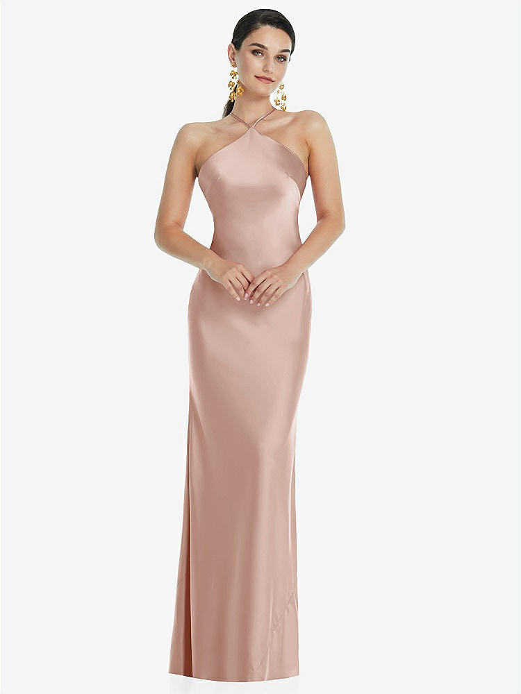 【STYLE: LB041】Diamond Halter Bias Maxi Slip Dress with Convertible Straps【COLOR: Toasted Sugar】