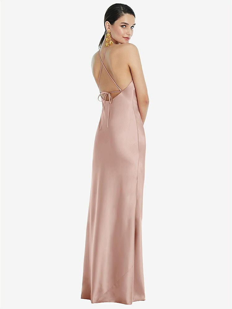 【STYLE: LB041】Diamond Halter Bias Maxi Slip Dress with Convertible Straps【COLOR: Toasted Sugar】