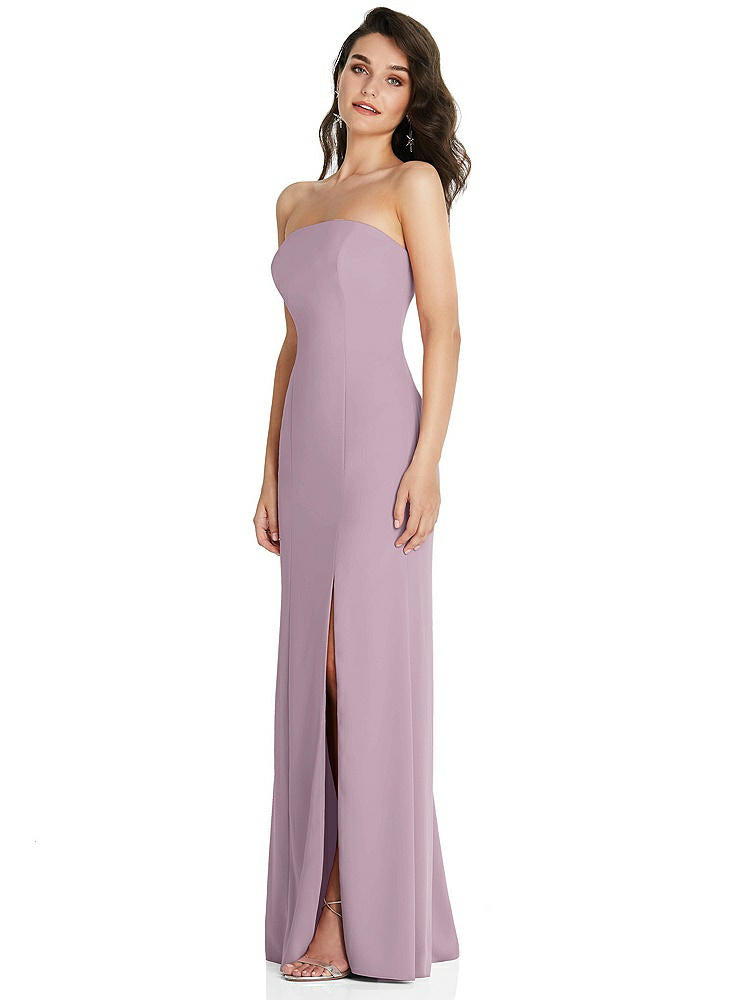 【NEW】【STYLE: TH089】ストラップレス スクープ 背面 マキシ ドレス 前面 スリット【COLOR: Suede Rose】【SIZE: 00-30W】