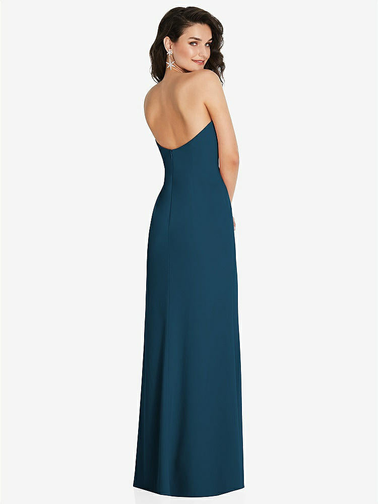 【STYLE: TH089】Strapless Scoop Back Maxi Dress with Front Slit【COLOR: Atlantic Blue】