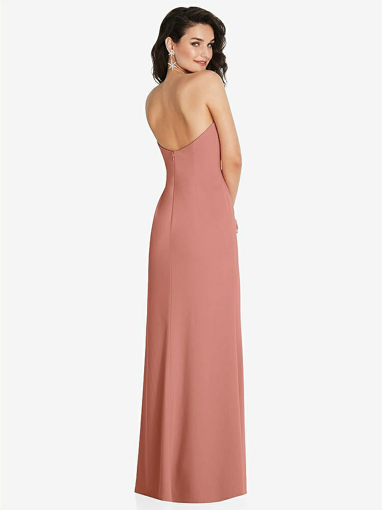【STYLE: TH089】Strapless Scoop Back Maxi Dress with Front Slit【COLOR: Desert Rose】