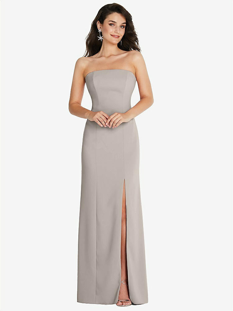 【STYLE: TH089】Strapless Scoop Back Maxi Dress with Front Slit【COLOR: Taupe】