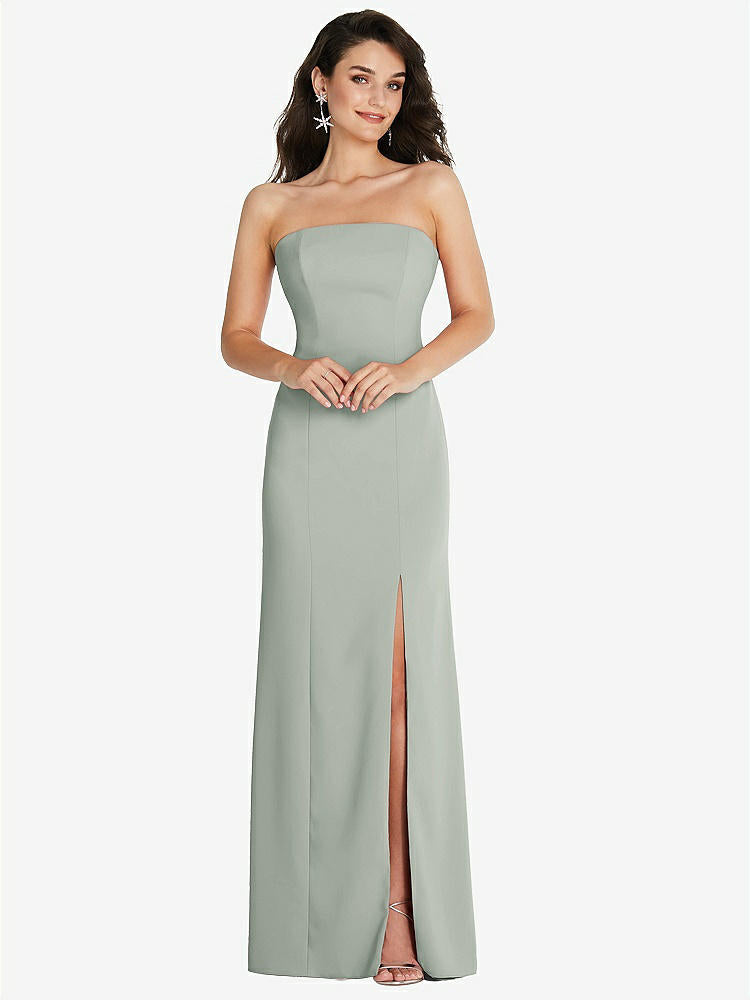 【STYLE: TH089】Strapless Scoop Back Maxi Dress with Front Slit【COLOR: Willow Green】