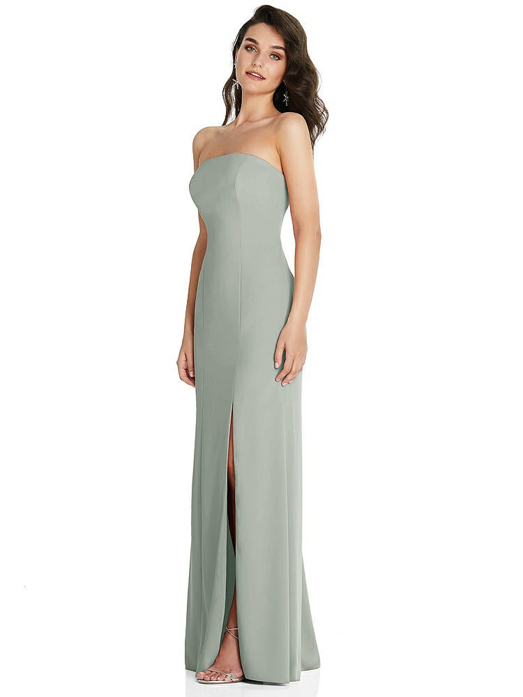 【STYLE: TH089】Strapless Scoop Back Maxi Dress with Front Slit【COLOR: Willow Green】