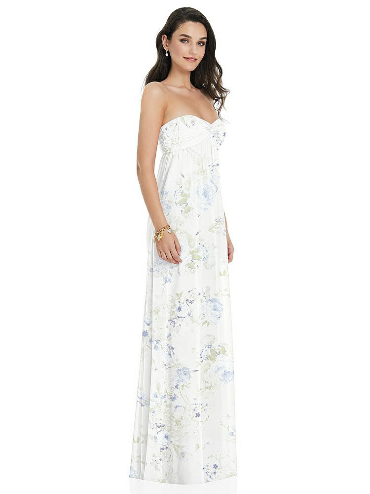 【STYLE: 3101】Twist Shirred Strapless Empire Waist Gown with Optional Straps【COLOR: Bleu Garden】