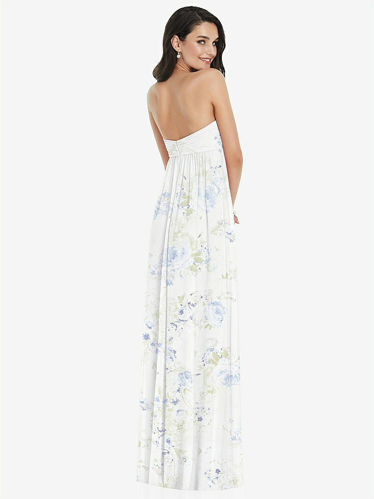 【STYLE: 3101】Twist Shirred Strapless Empire Waist Gown with Optional Straps【COLOR: Bleu Garden】