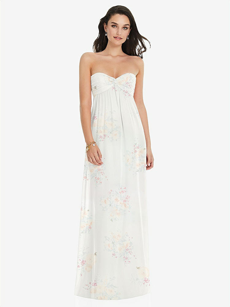 【STYLE: 3101】Twist Shirred Strapless Empire Waist Gown with Optional Straps【COLOR: Spring Fling】