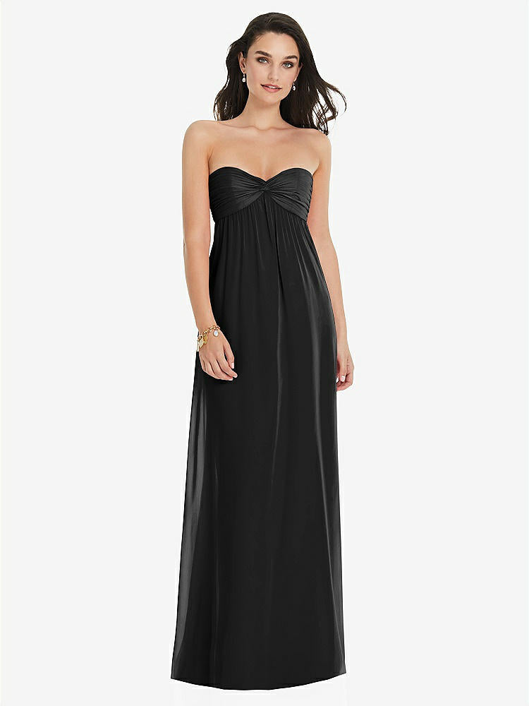 【STYLE: 3101】Twist Shirred Strapless Empire Waist Gown with Optional Straps【COLOR: Black】