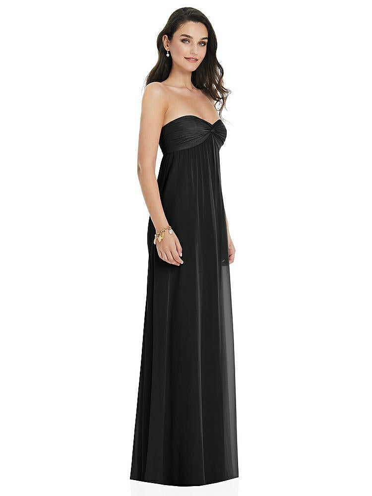 【STYLE: 3101】Twist Shirred Strapless Empire Waist Gown with Optional Straps【COLOR: Black】