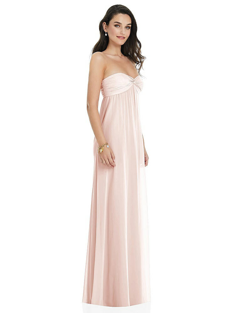 【STYLE: 3101】Twist Shirred Strapless Empire Waist Gown with Optional Straps【COLOR: Blush】