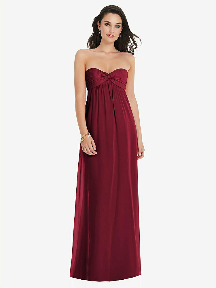 【NEW】【STYLE: 3101】ひねり シアレッド ストラップレス 帝国 ウエスト ガウン オプション ストラップ【COLOR: Burgundy】【SIZE: 00-30W】