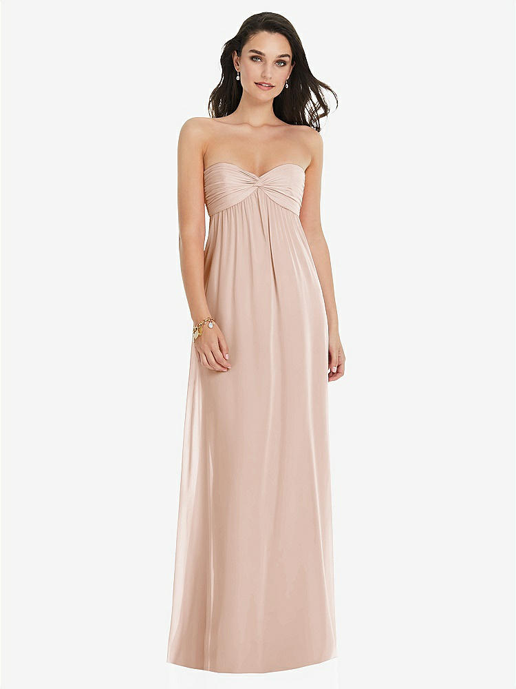 【STYLE: 3101】Twist Shirred Strapless Empire Waist Gown with Optional Straps【COLOR: Cameo】