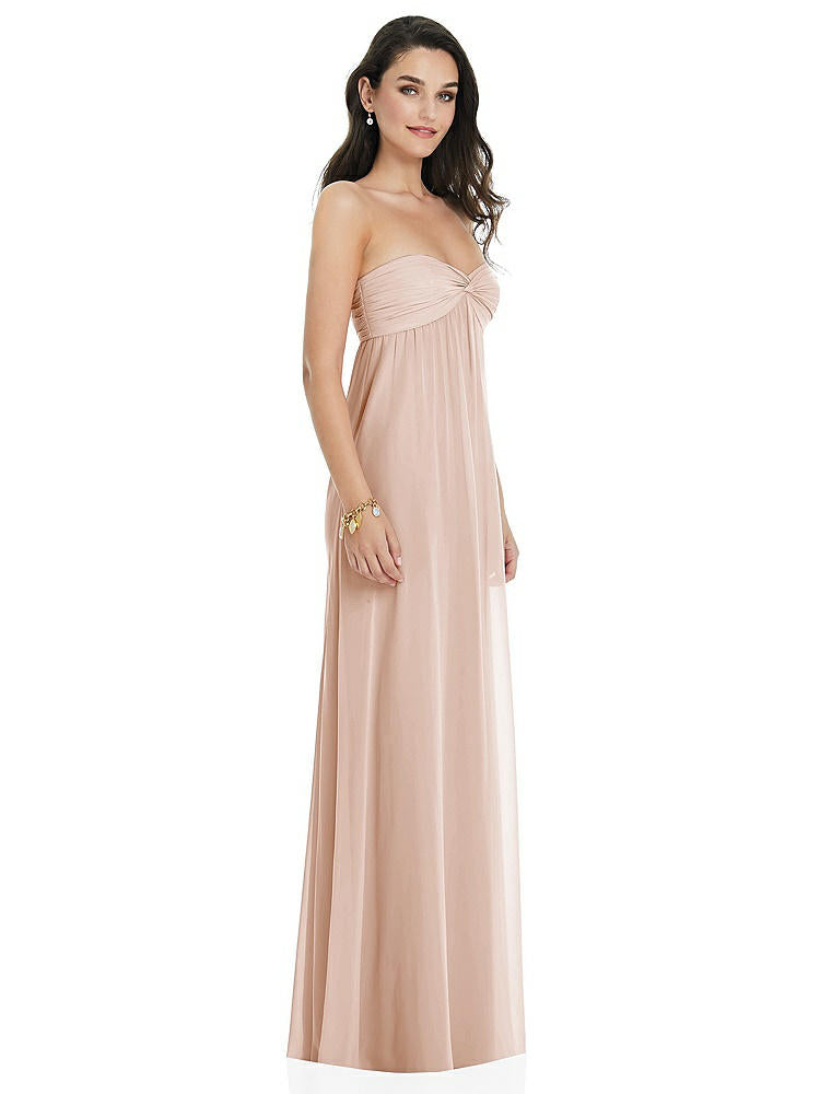 【STYLE: 3101】Twist Shirred Strapless Empire Waist Gown with Optional Straps【COLOR: Cameo】